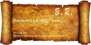 Benkovits Rózsa névjegykártya